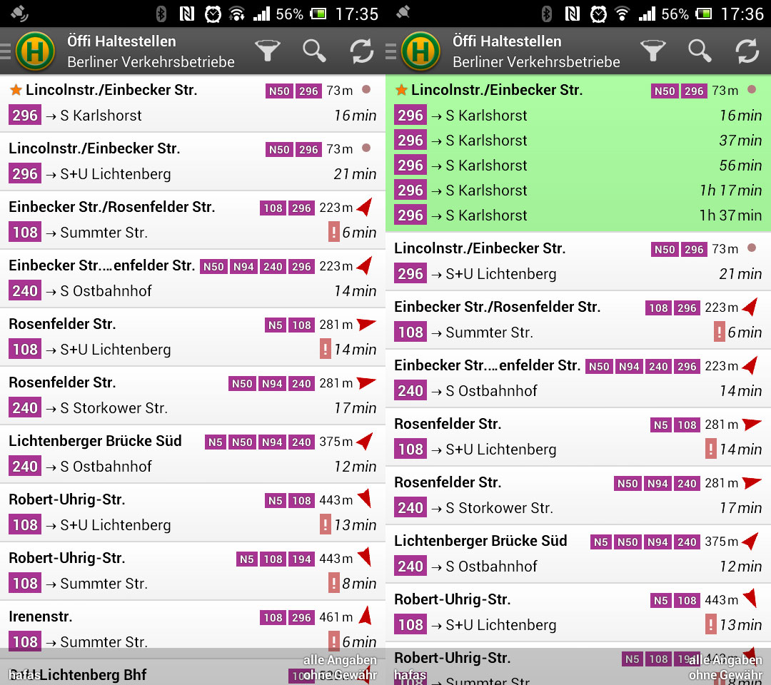 Öffi Haltestellenanzeige