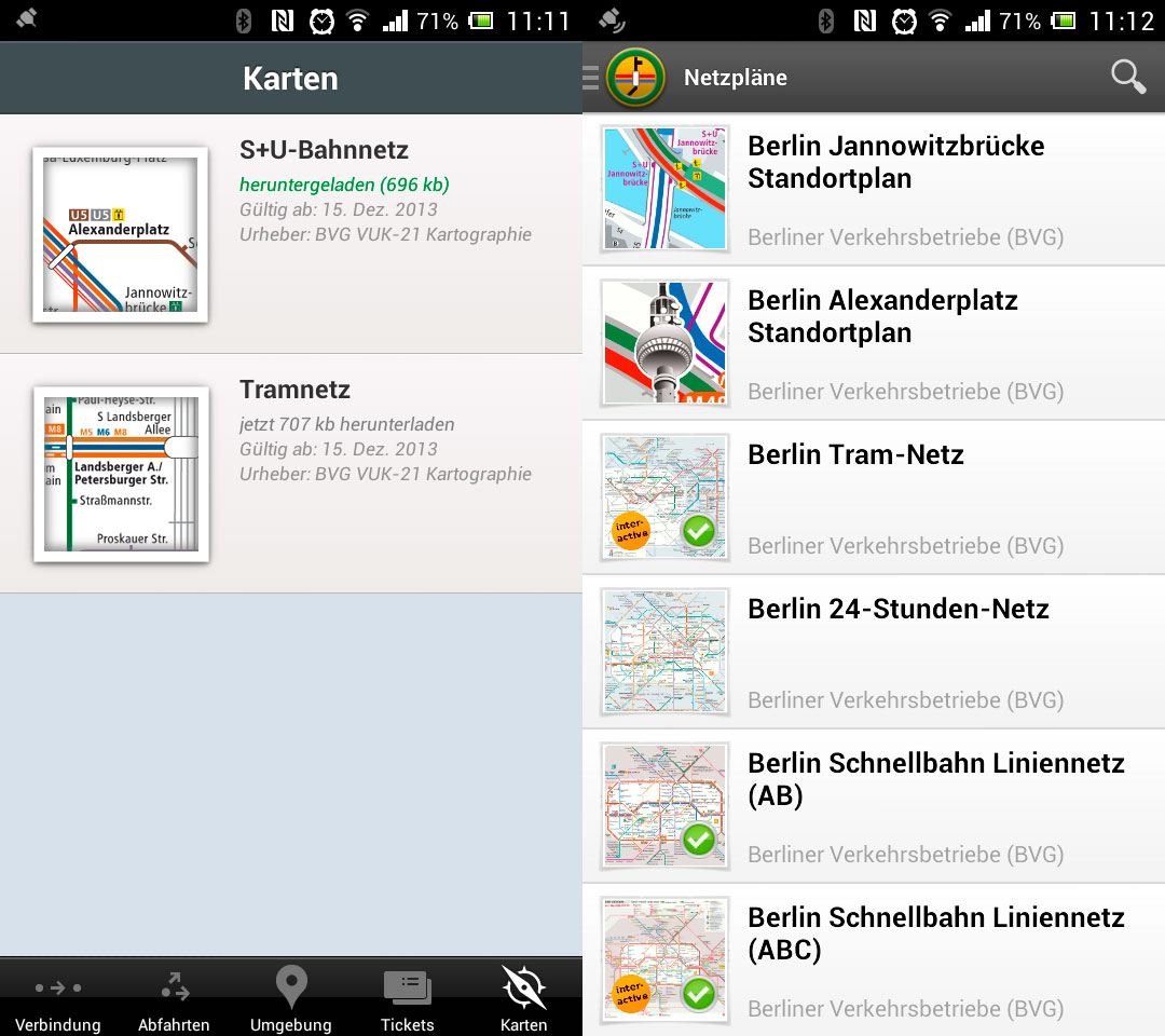 Netzpläne: links FahrInfo, rechts Öffi