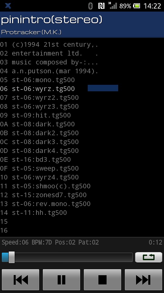 Playeransicht Sample-Liste