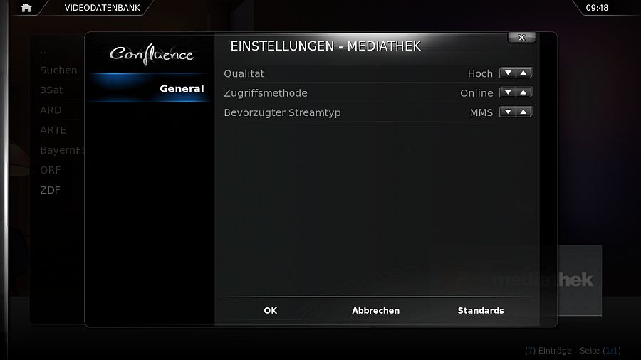 {ormt} Mediathek: Einstellungen
