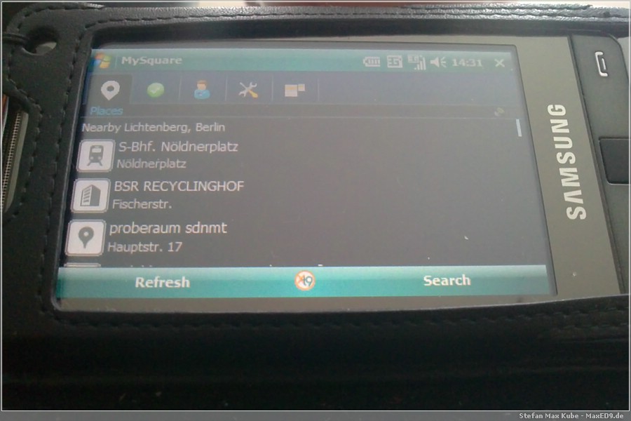{tgg} FourSquare-Client MySquare für WinMo6.x auf Samsung Omnia