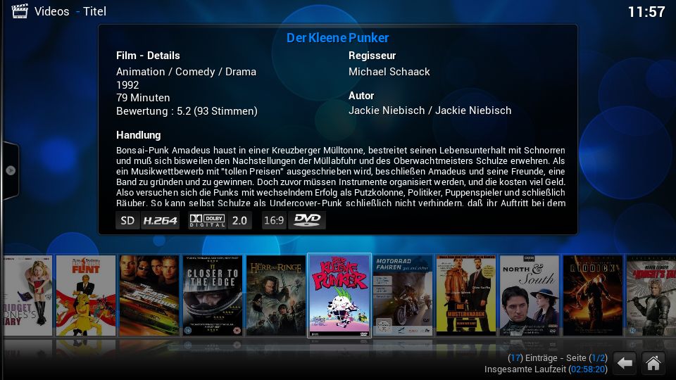 Filme, div. Ansichten (Datenbankmodus)