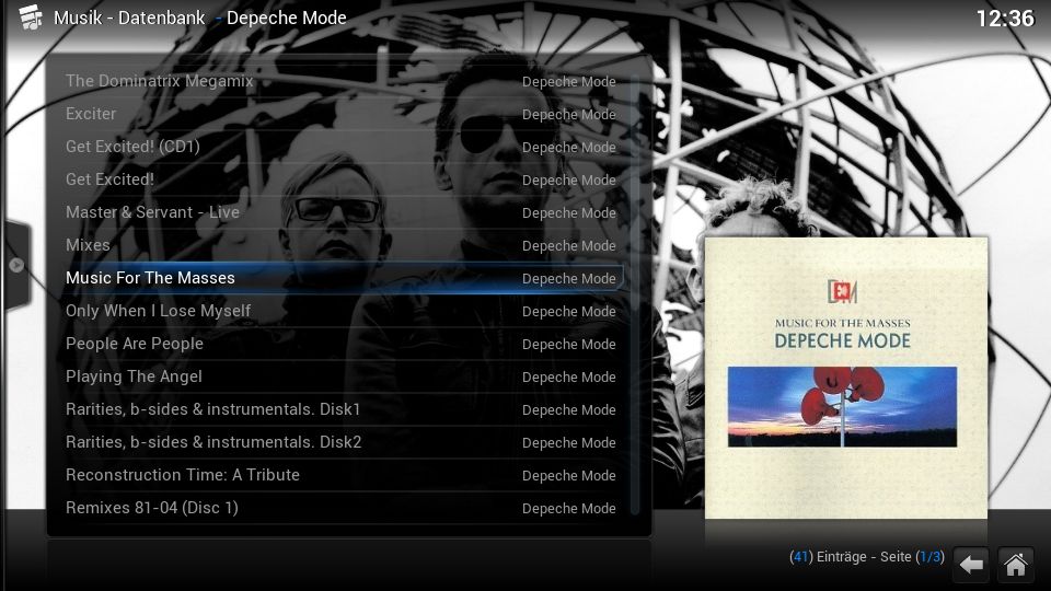 Musik, Alben eines Interpreten (Datenbankmodus)