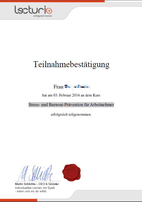 lecturio: Teilnahmebestätigung
