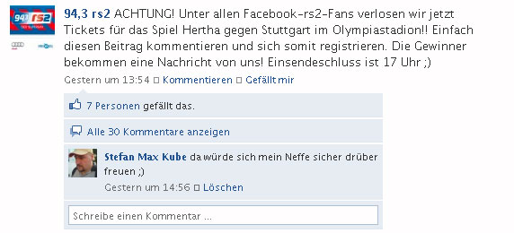 {rs2k} Verlosung bei Facebook