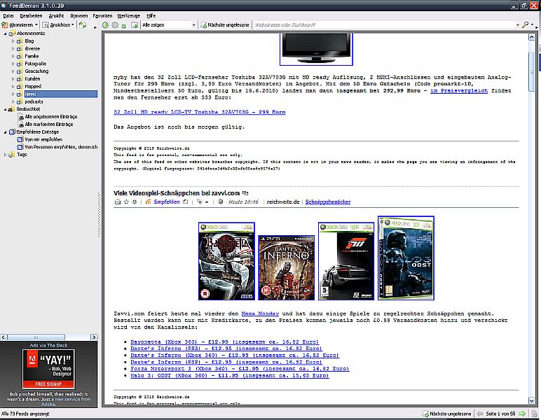 {fdr} FeedDemon Ansicht