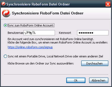 {rfgs} Goodsync Accounteinstellung