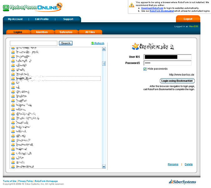 {rfgs} RoboForm Online Passcards