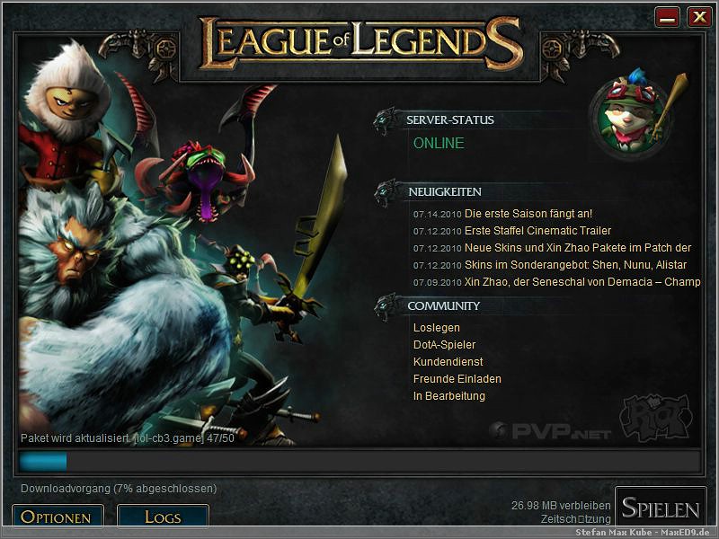 {lol} Startbildschirm (Update-Download)