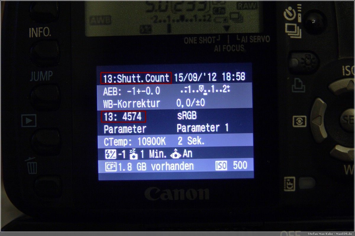 Firmware-Erweiterung, Shutter-Count