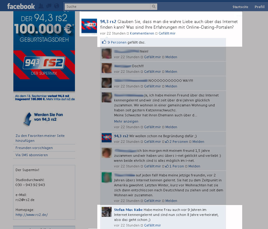 94,3 rs2 Fanpage auf Facebook