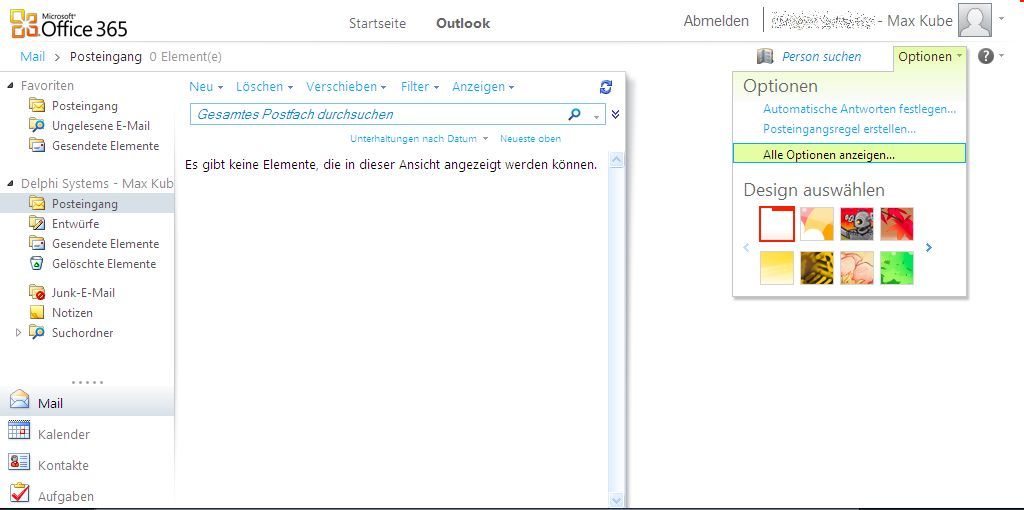 Office 365 - Alle Optionen anzeigen