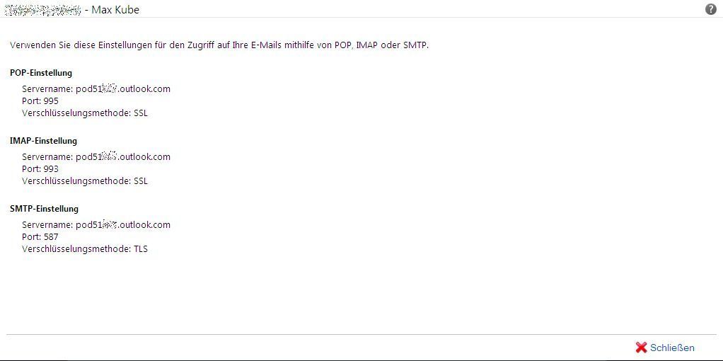 Exchange Servereinstellungen