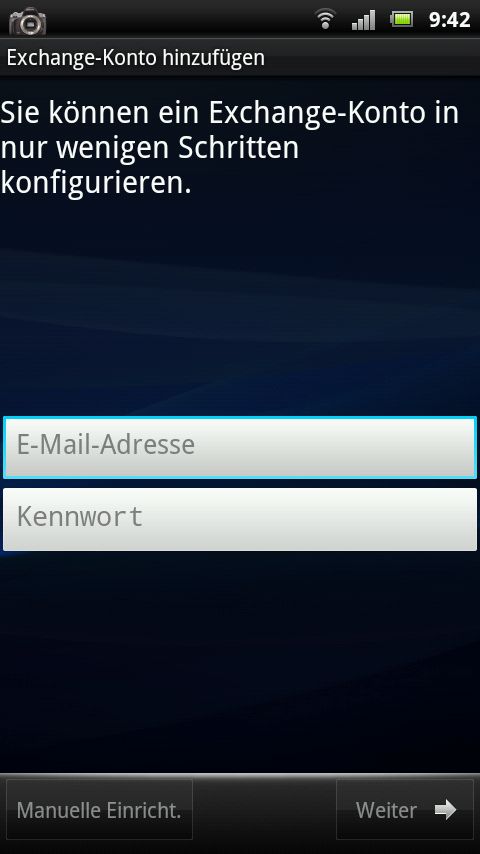 Exchange-Konto hinzufügen