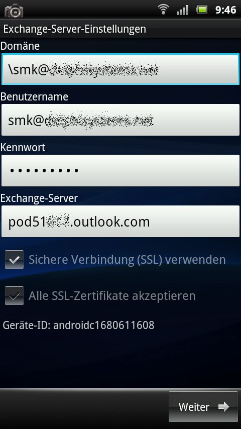 Exchange-Server-Einstellungen