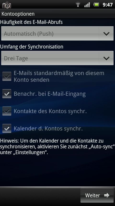 Synchronisationseinstellungen