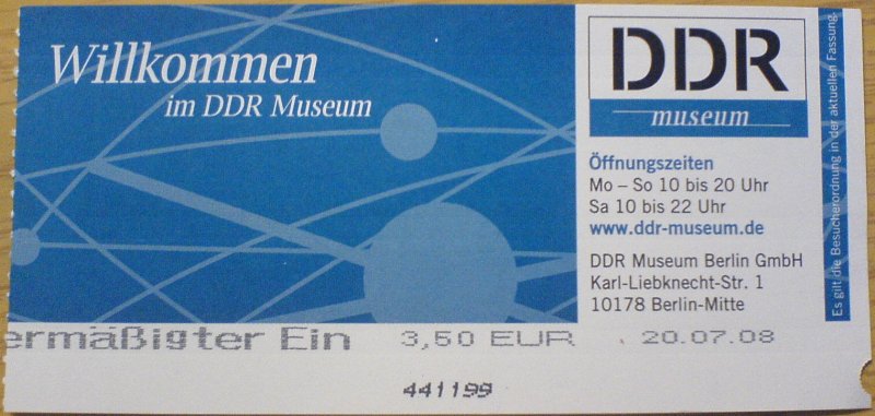 {muss} Eintrittskarte DDR-Museum