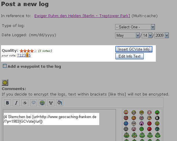 {gmsk} GCVote Log-Seite