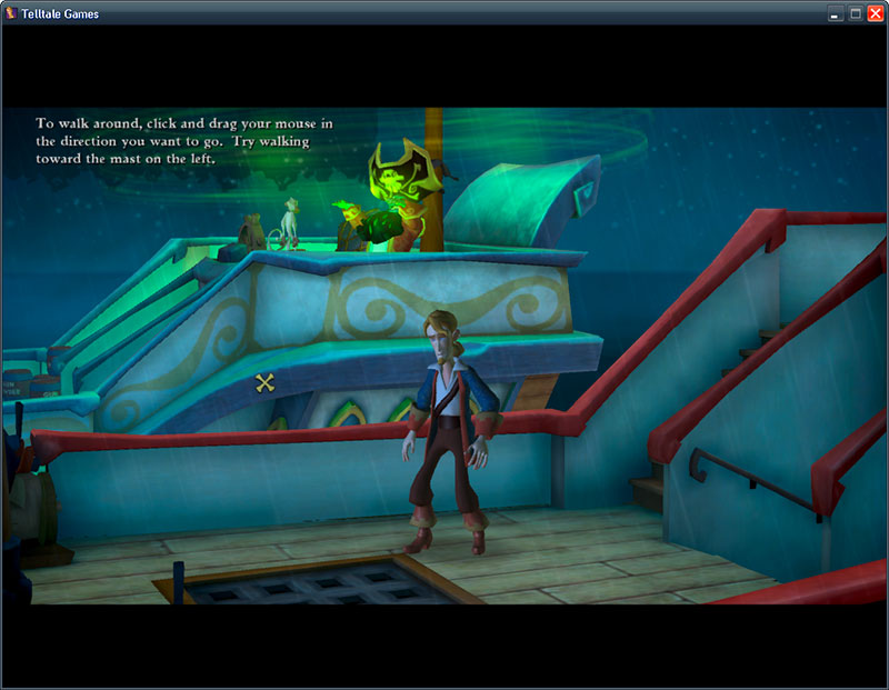 {mi} Guybrush, im Hintergrund LeChuck