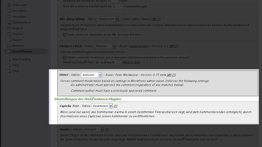 {skm} Moderations-Plugin und Captcha deaktivieren