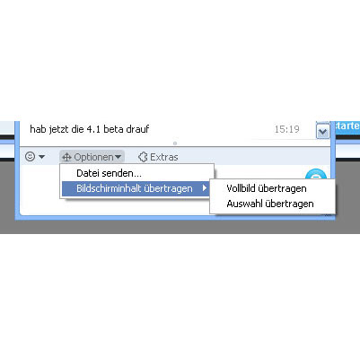 {skype} Screensharing Option im Chatfenster