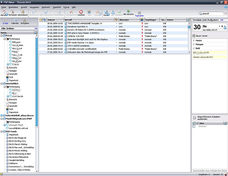 {sync} Thunderbird mit Tagesplan-Sidebar