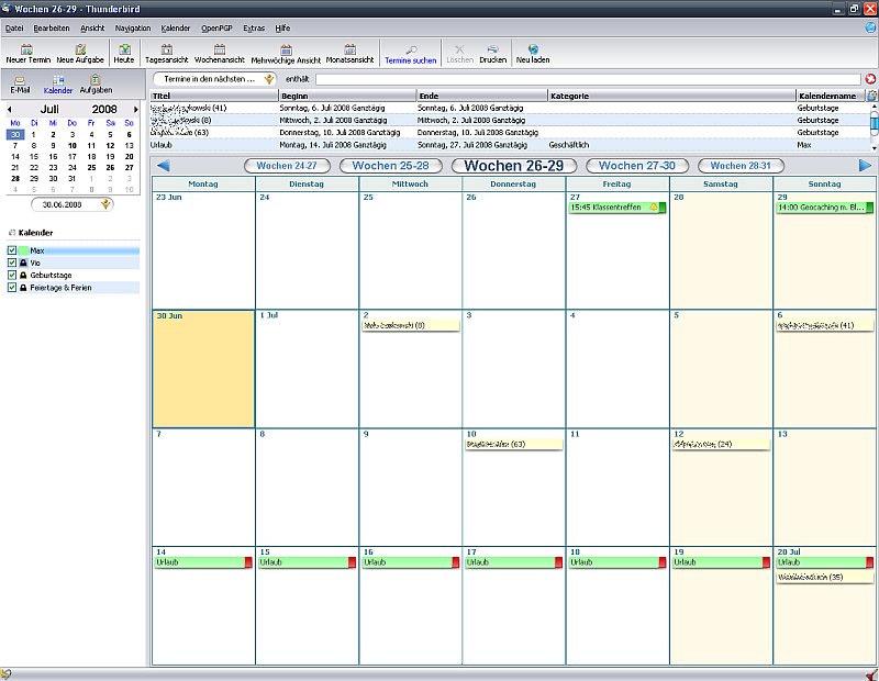 {sync} Lightning Kalender: Wochenansicht