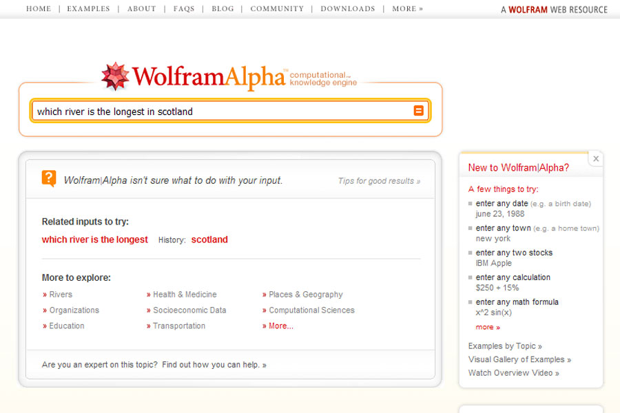 {wat} WolframAlpha - längster Fluß in Schottland